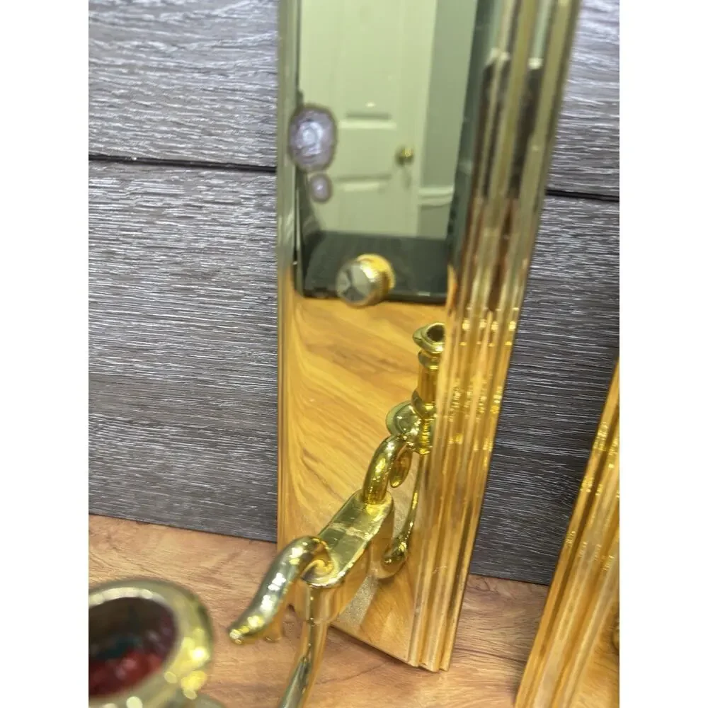 VTG Baldwin Solid Brass Wall Sconces - Horn Motif Single Candle 11